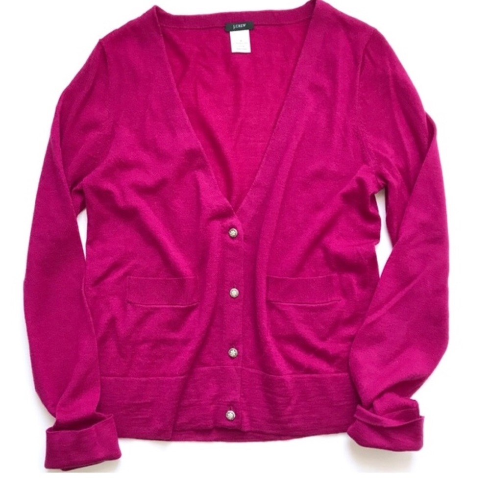 ⬇️$30 J. Crew Lea Merino Cardigan,Jeweled Fuschia