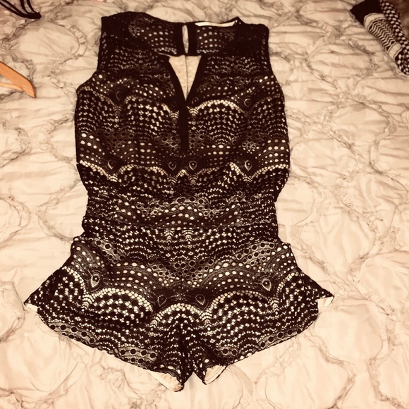 Gorgeous Silk-lined Black Lace Romper - Picture 2 of 8