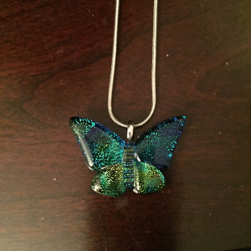 NEVER WORN Silver Butterfly Necklace, 16-19"