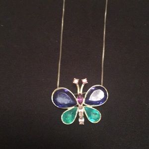 Silver Necklace w/ Multicolor Butterfly 🦋 .925