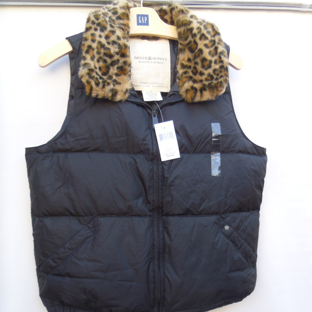 Ralph Lauren Quilted Vest with Fur Collar