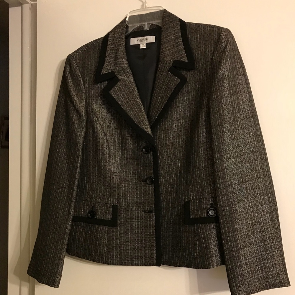 Jones studio black tan blazer jacket size 16 NWT