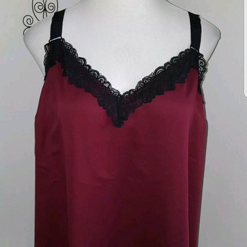 Lane Bryant Maroon & Black Lace Trim Cami Sz 20