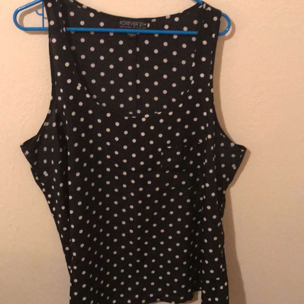 Black with white polka dot tank top