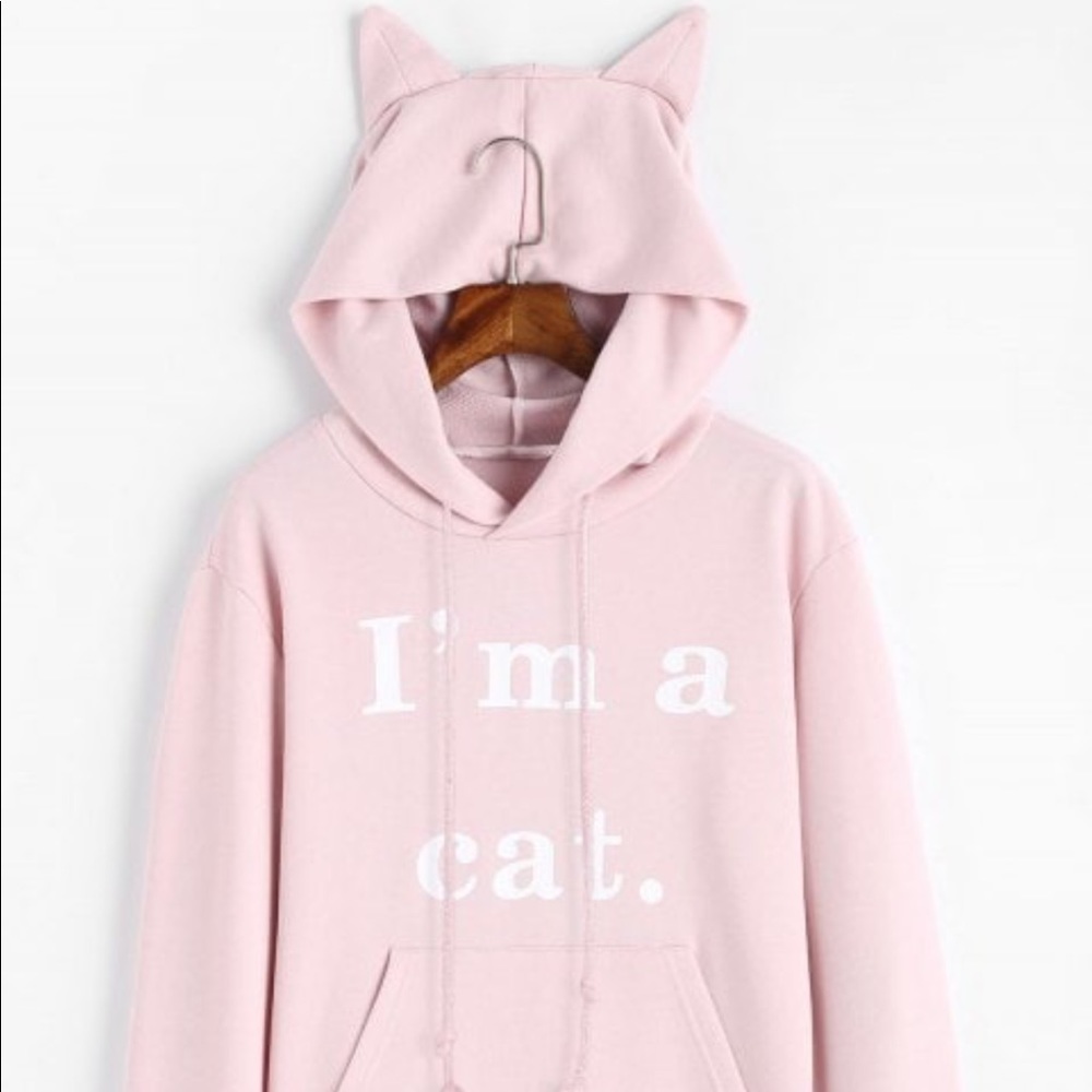 Front Pocket Letter Graphic Cat Hoodie