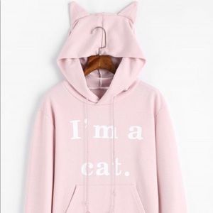 Front Pocket Letter Graphic Cat Hoodie