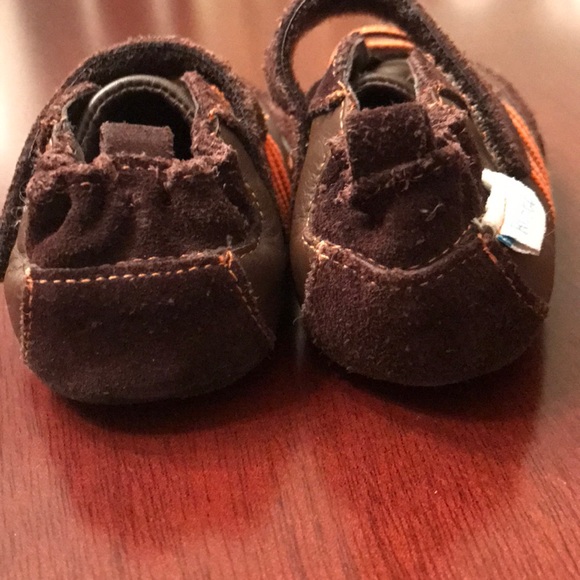 Robeez Brown & Orange Leather Shoes Size 3 - Picture 5 of 8