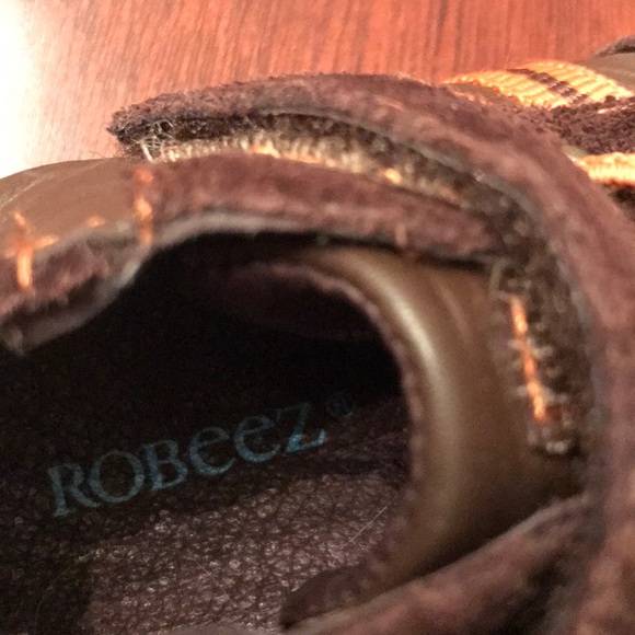 Robeez Brown & Orange Leather Shoes Size 3 - Picture 6 of 8