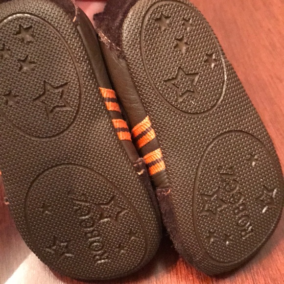 Robeez Brown & Orange Leather Shoes Size 3 - Picture 7 of 8