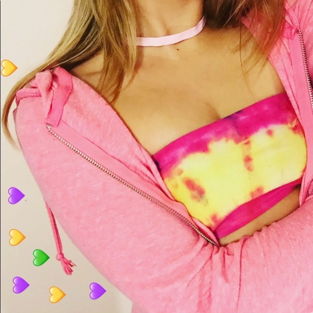 Handmade Pink & Yellow Tye-Die Bandue Bra