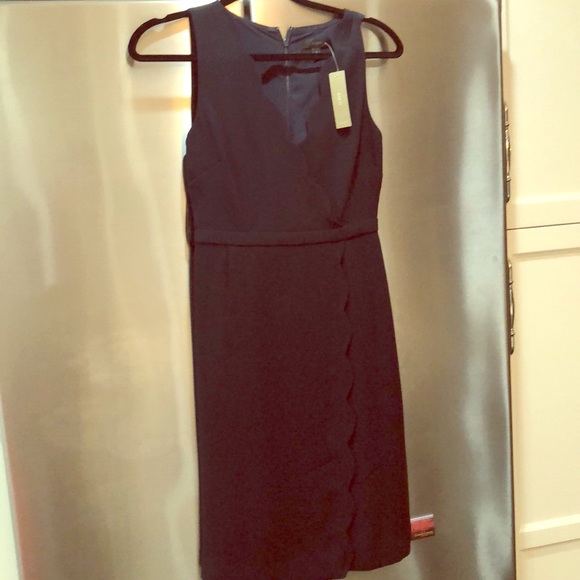 JCrew Navy Blue Scalloped Wrap Dress NWT size 2 - Picture 1 of 5