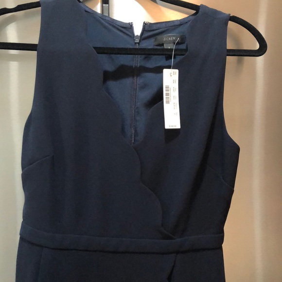 JCrew Navy Blue Scalloped Wrap Dress NWT size 2 - Picture 3 of 5