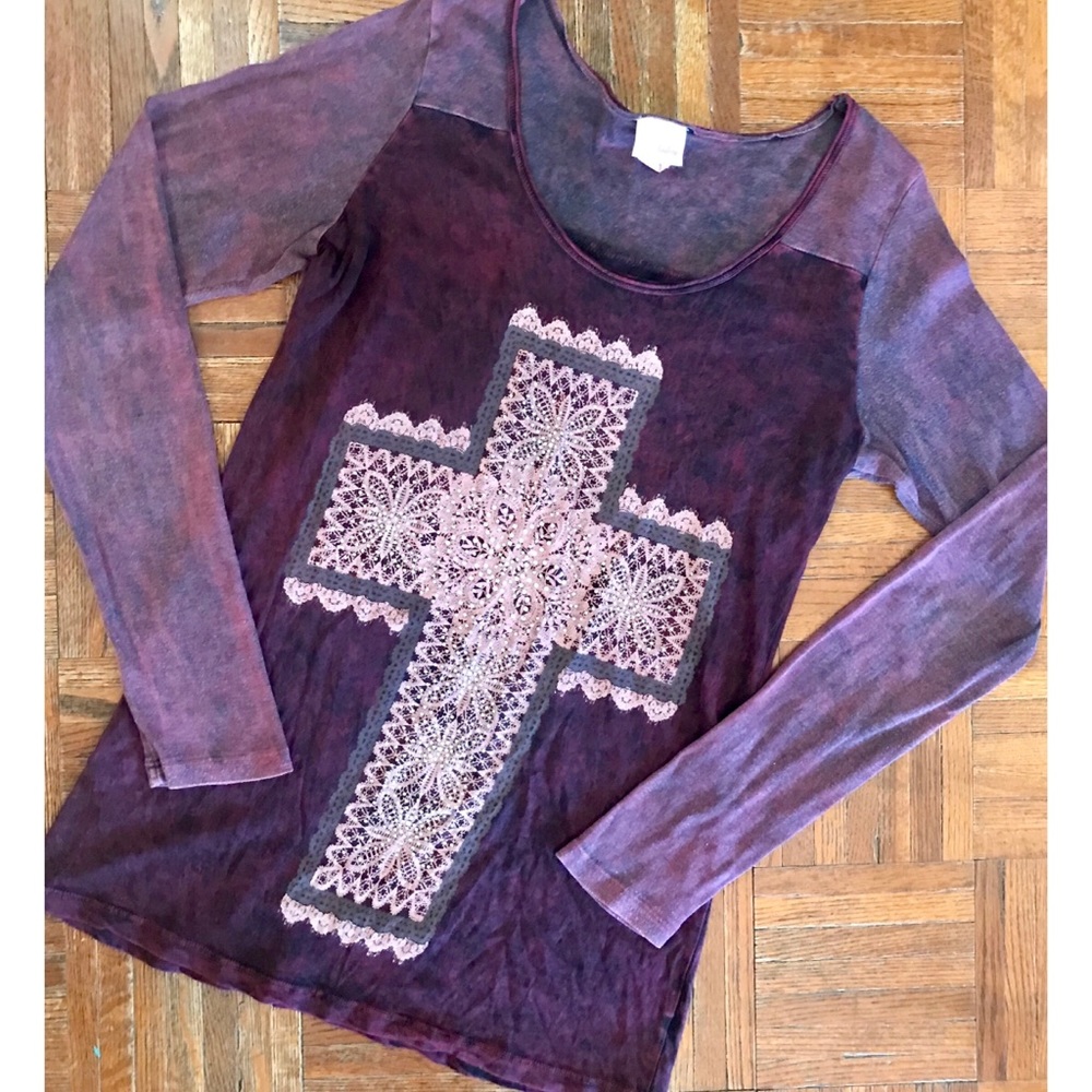 Maroon/purple Long-Sleeve with Cross Graphic
