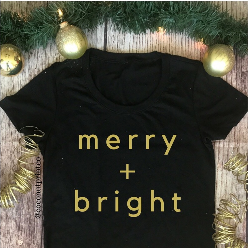 Merry + bright Christmas tee