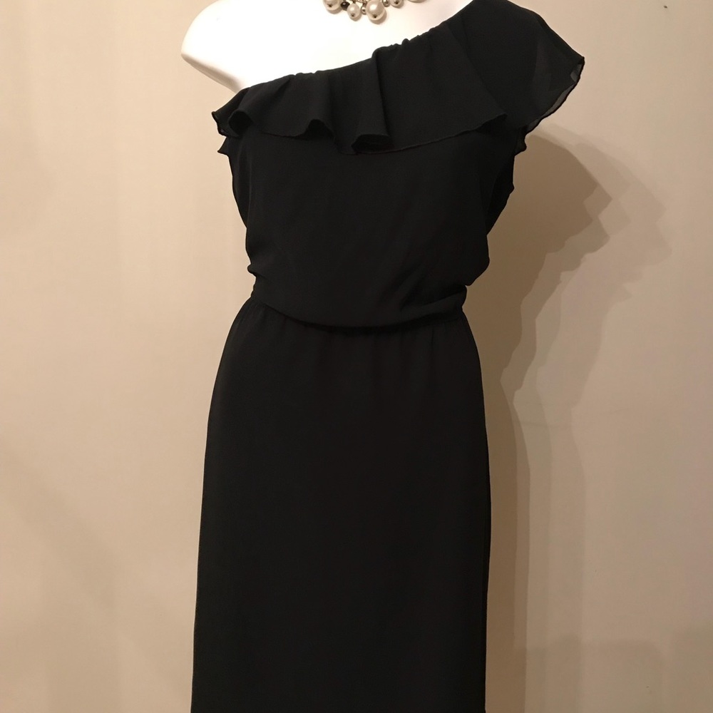 SALE! Black one shoulder ruffle dress