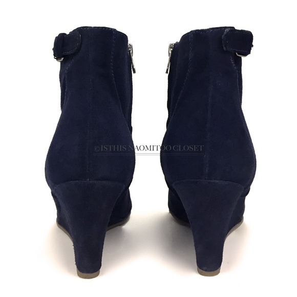 BODEN Suede Buckle Wedge Round Toe Ankle Heel