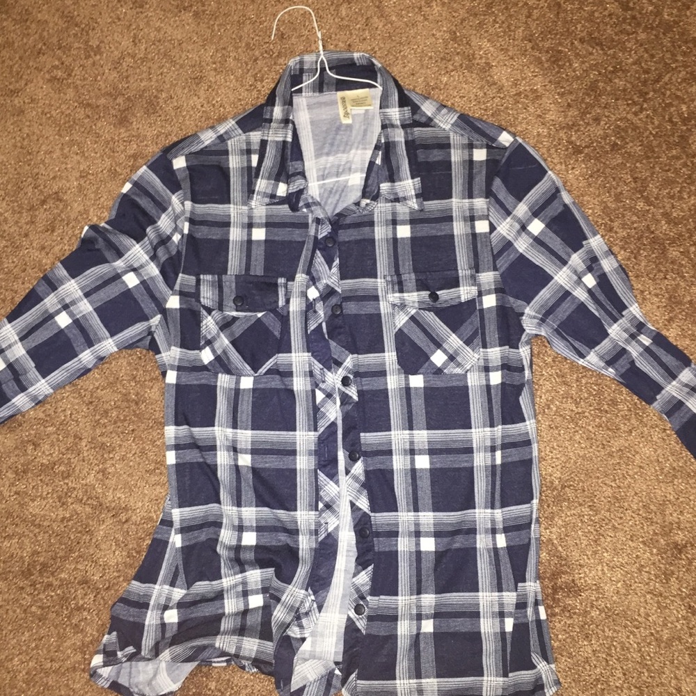 Long Sleeve Blue/White Light Flannel