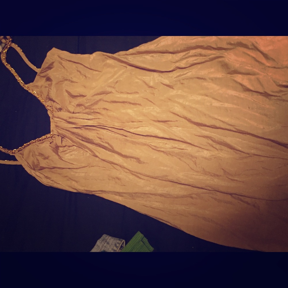 Gold with gold chain straps mini dress!