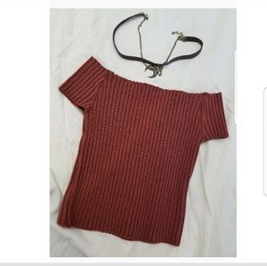 NWOT Off Shoulder Ribbed Knit Crop Top