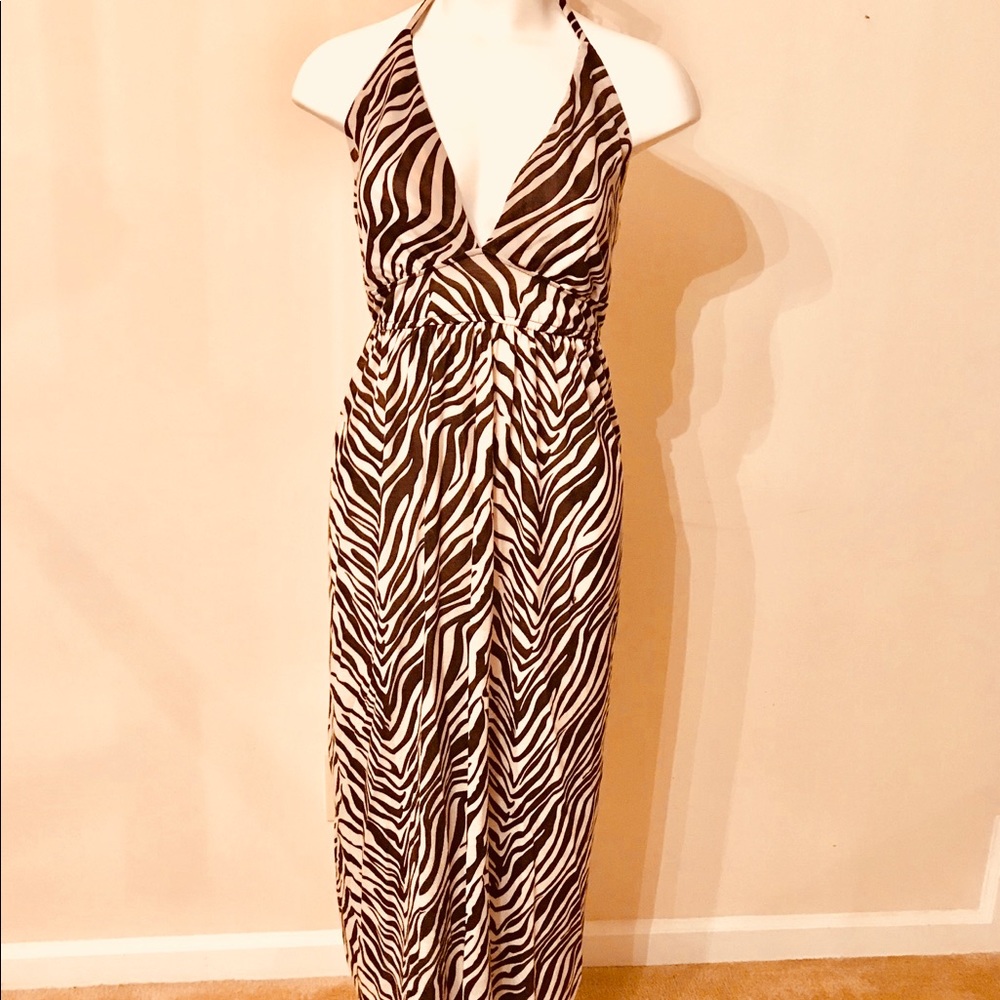 Maxi Halter strap dress animal print plus size