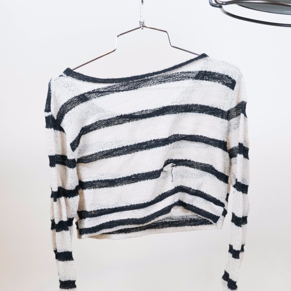 Striped Black and White Striped Crop Top