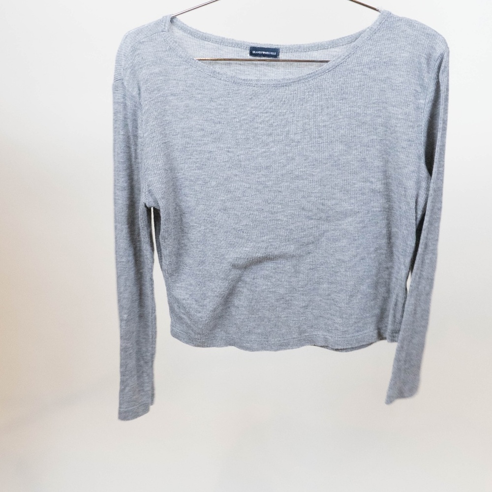 Long Sleeve Grey Crop Top Brandy Melville