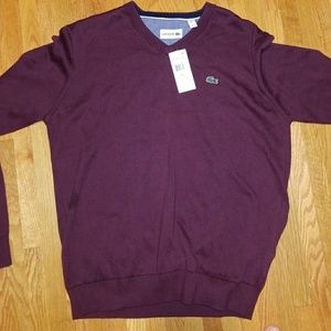 Sz L Lacoste V neck sweater