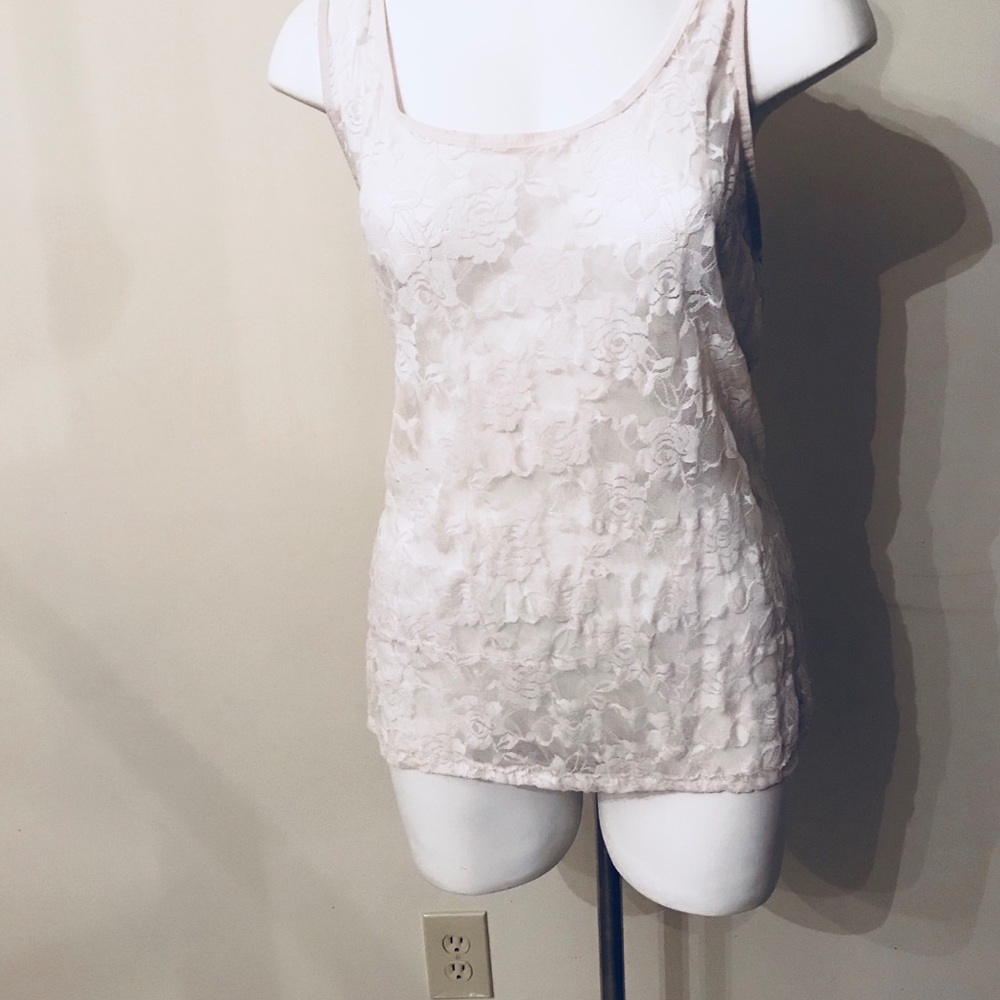 White lace tank top with racer back