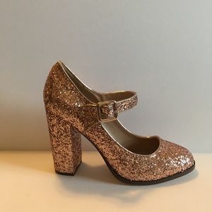 Sparkle Pink Gold Mary Jane Pumps