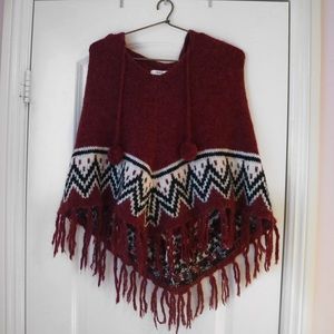 Burgundy Poncho Children's M/L