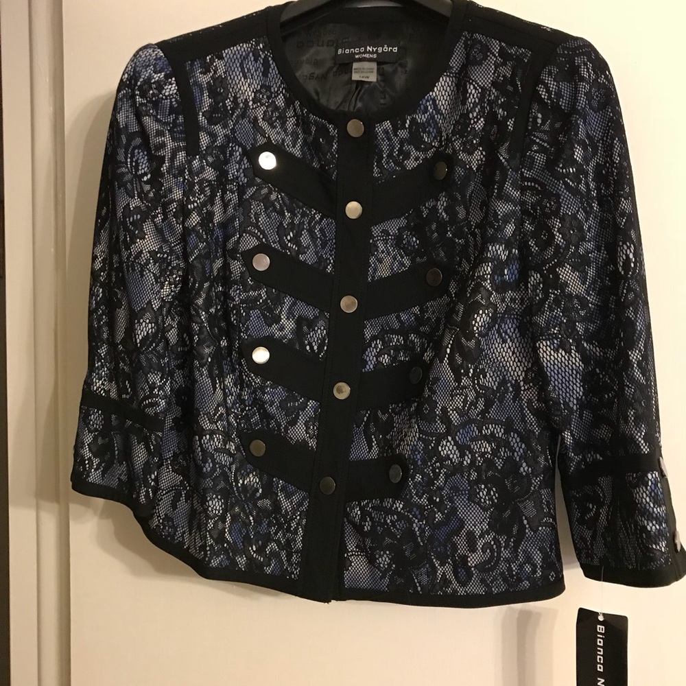 Bianca Nygard Black/blue jacket NWT size 14 W