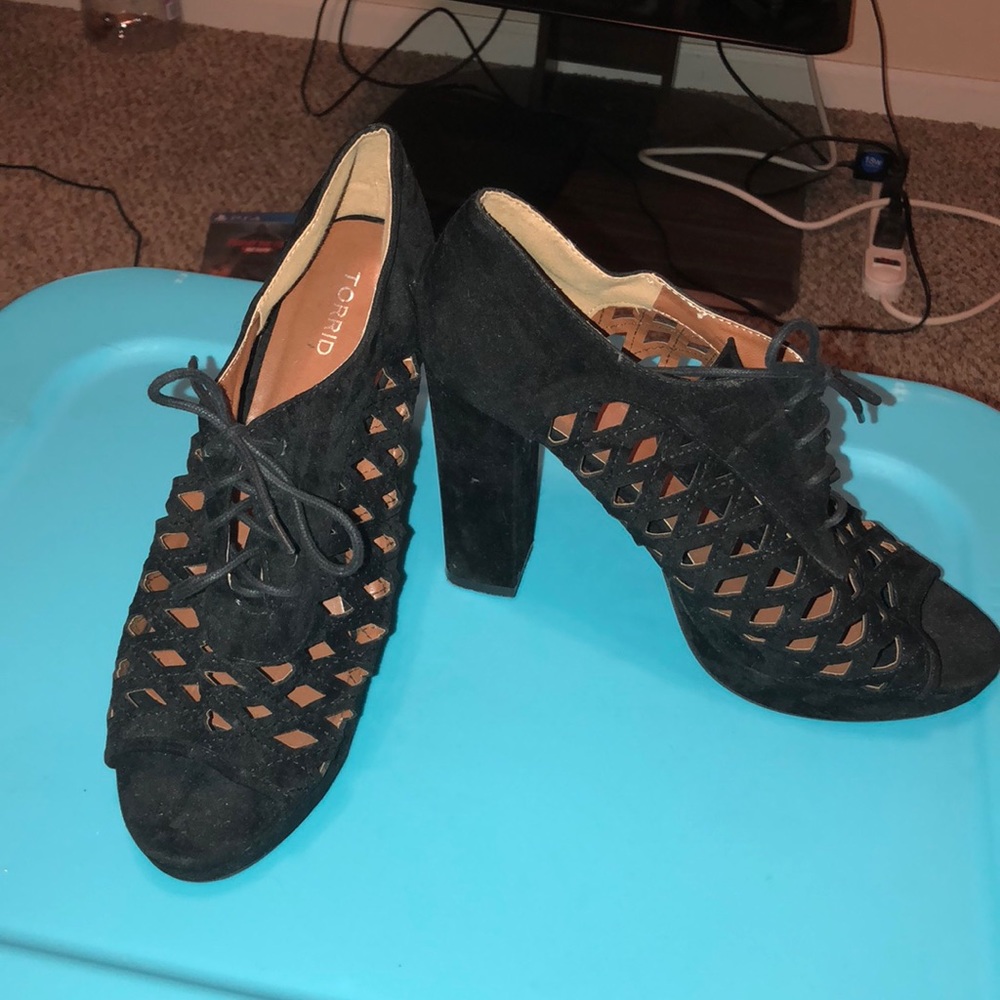 Black cut out heels