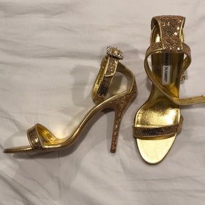 Gold Manolo Blahnik Paillete Sandals