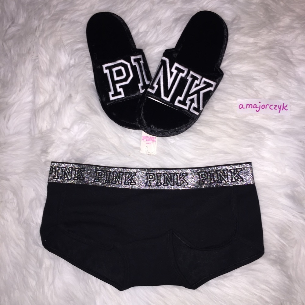 S SLIPPERS Black BOYSHORTS Set