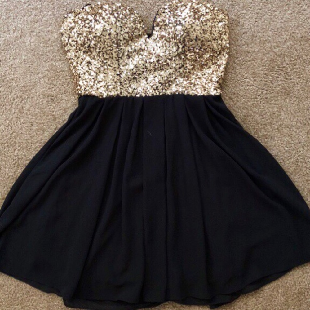 Gold & Black Mini Dress