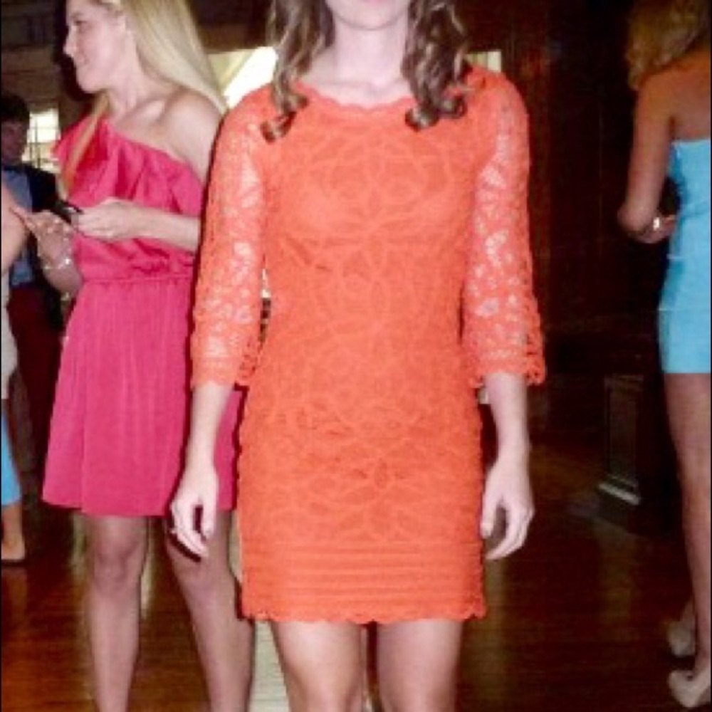 INC 3/4 sleeve crochet dress