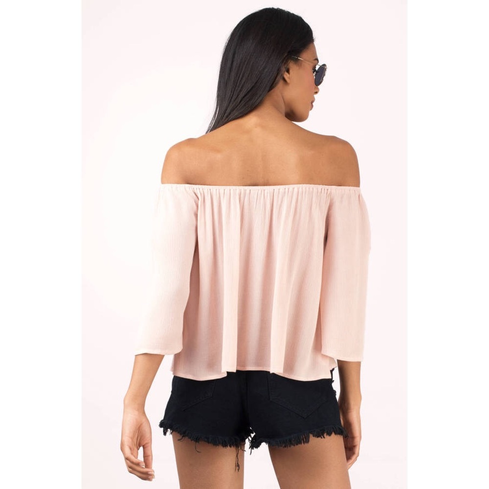 ❌SOLD❌Rosé Off Shoulder Blouse - Picture 2 of 5