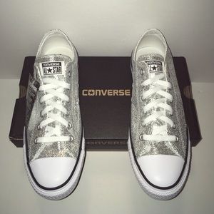 Converse All Star Silver Glitter Low Top Women 10