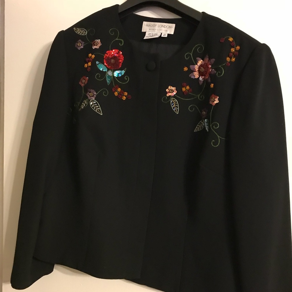 Maggie London 18P black embellished detail jacket
