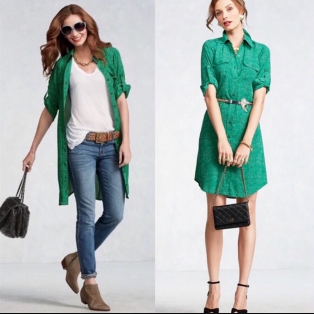 CAbi 429 Emerald Shirt Dress Size L
