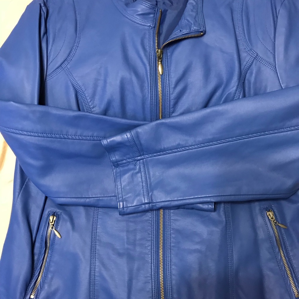 Christopher & banks blue mock leather jacket XL