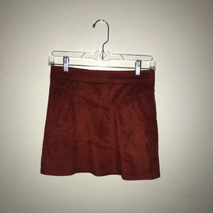 Burgundy suede skirt