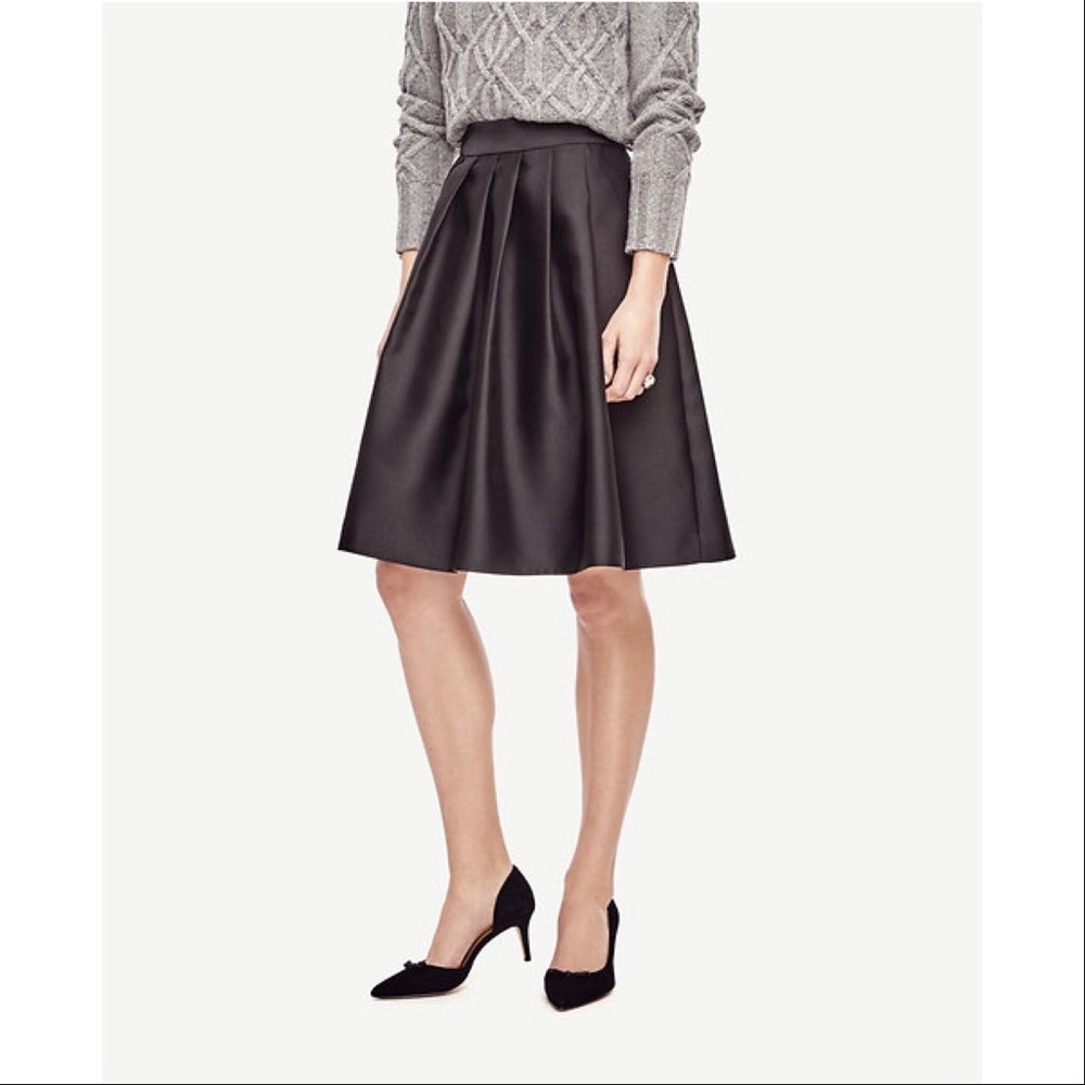NWT Ann Taylor Black Taffeta pleated skirt Sz 2 🎉