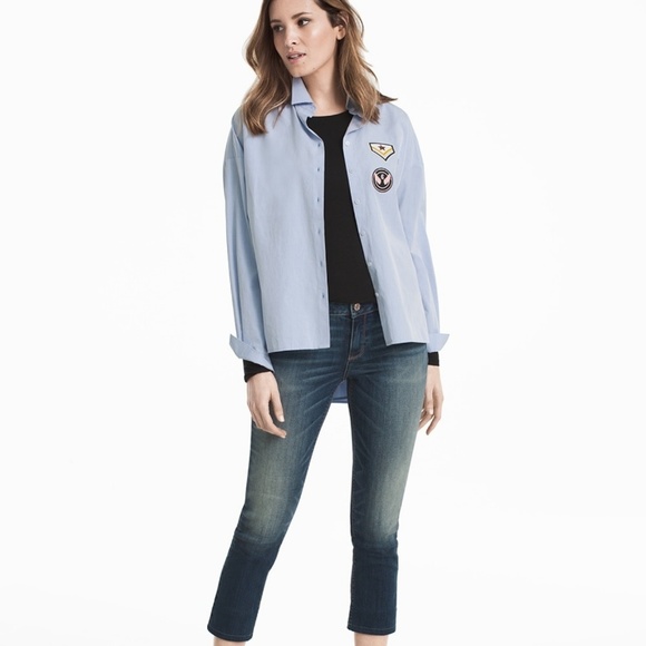 NWT WHBM long Sleeves patch button down shirt - S - Picture 4 of 6