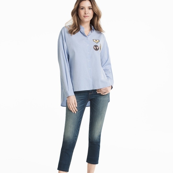 NWT WHBM long Sleeves patch button down shirt - S - Picture 5 of 6