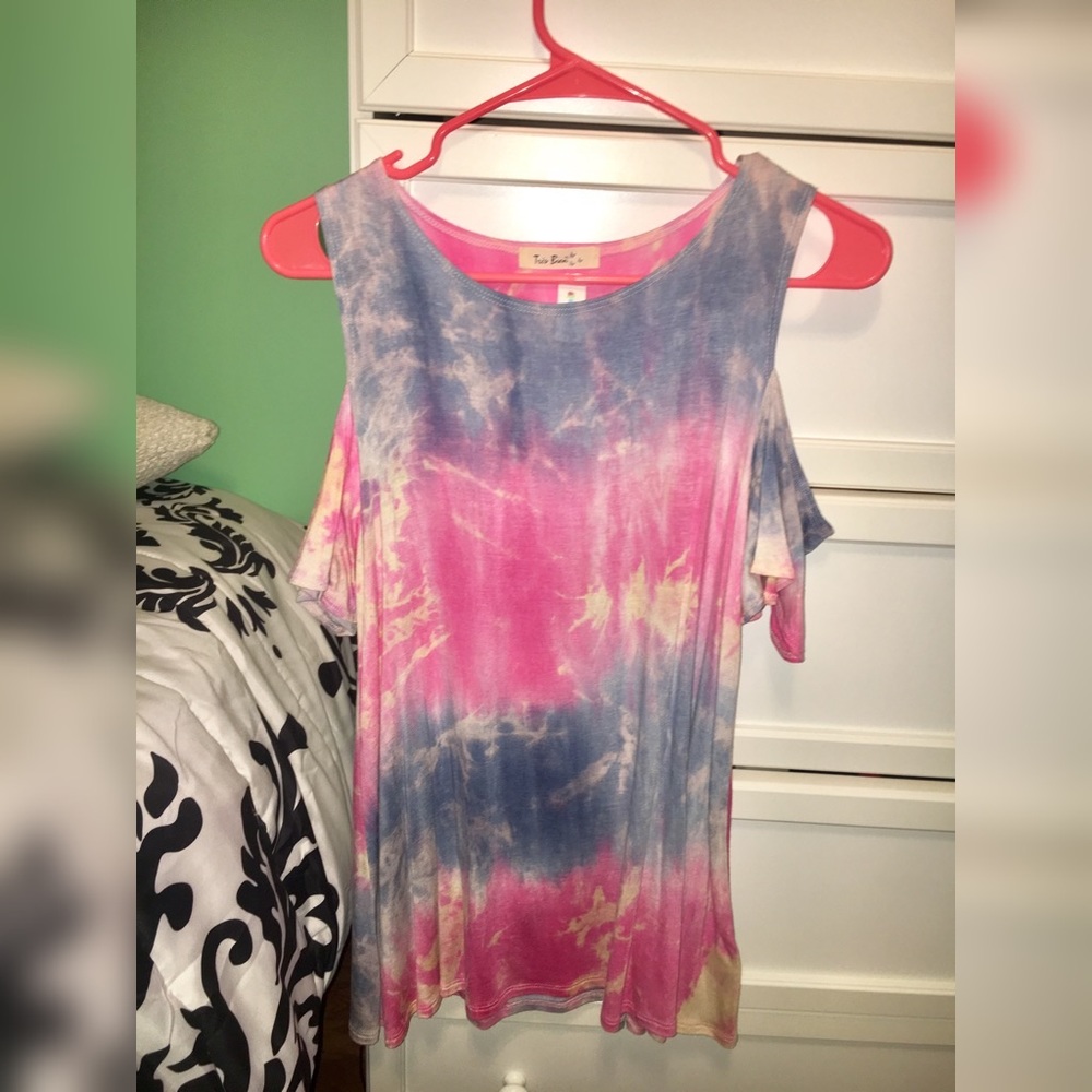 Cold Shoulder Tie Dye Top