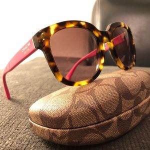 Coach Tortoise Shell & Pink Sunglasses