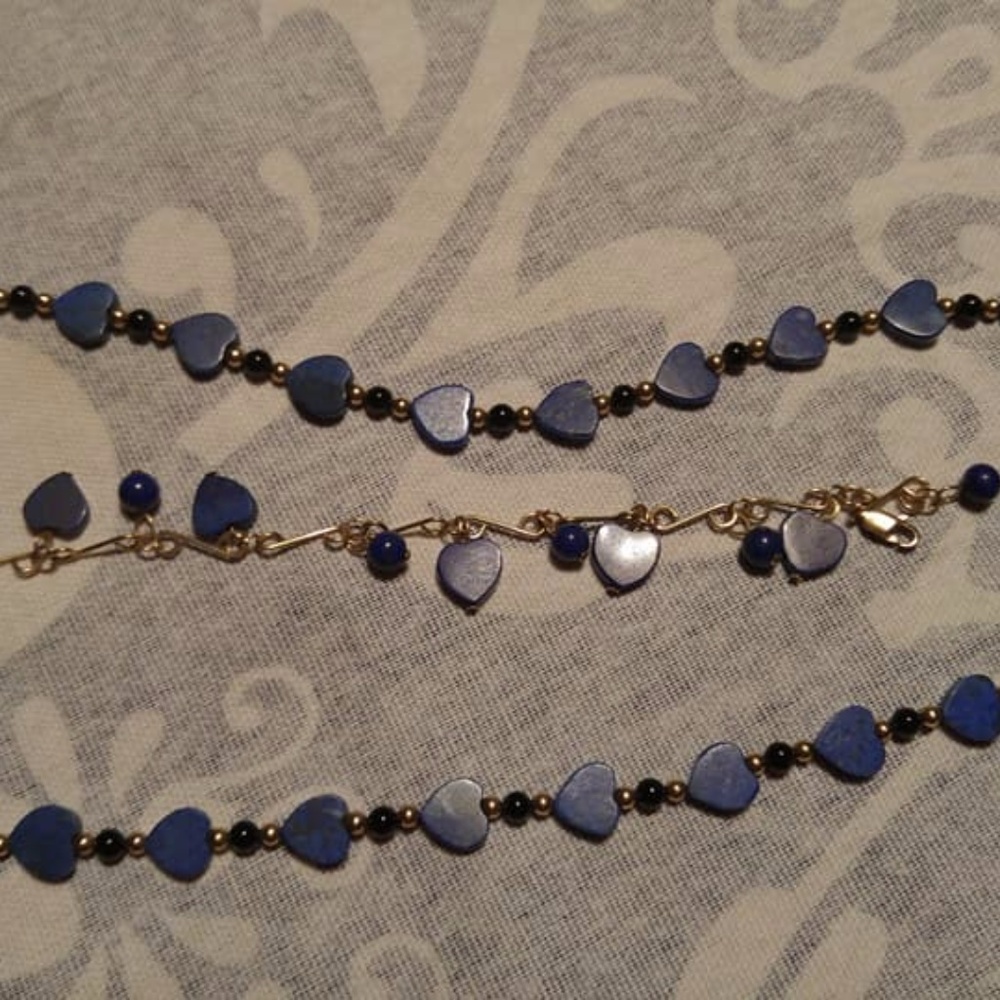 **HOLIDAY SALE** Lapis hearts necklace & bracelet
