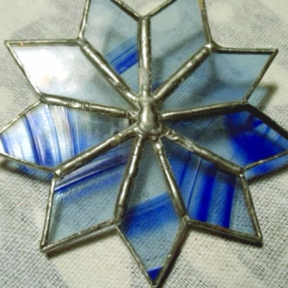 Vintage real stained glass brooch