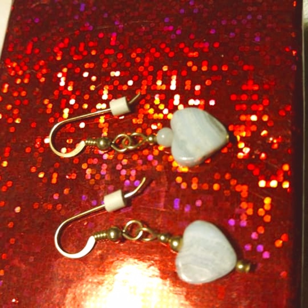 Lovely white stone heart-shaped earrings